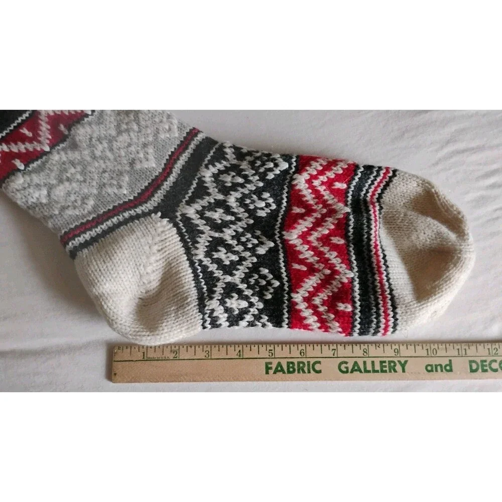 Pottery Barn Kids Fair Isle Wool Christmas Stocking Monogramed Mom Cabin EUC
